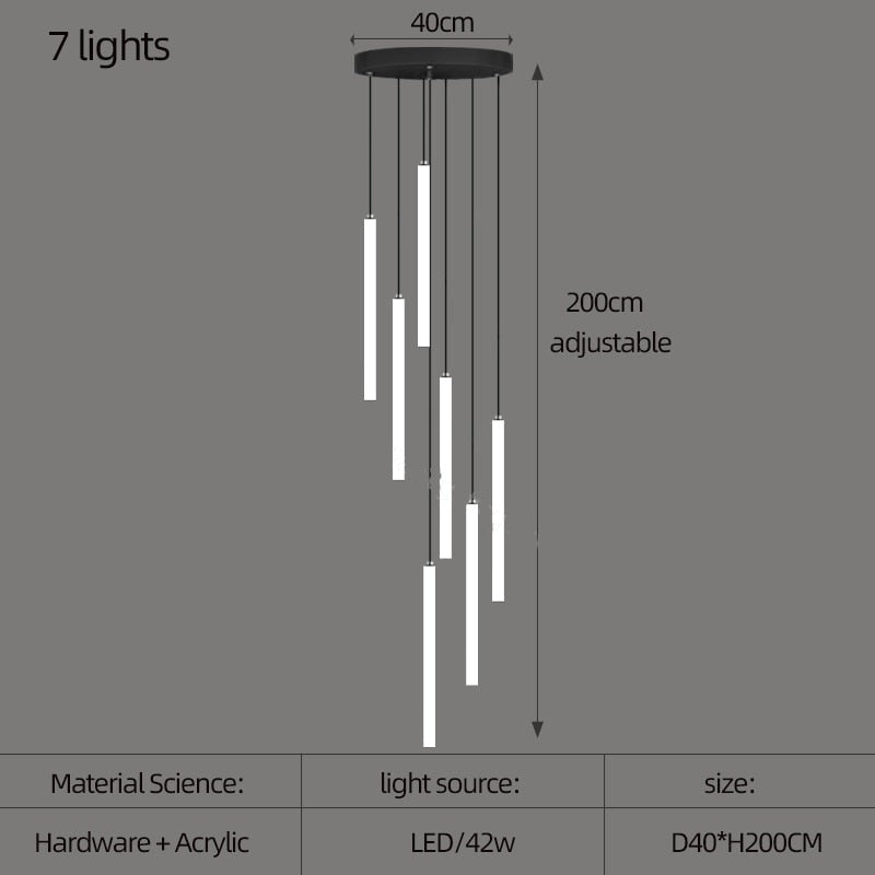 Sleek Modern Strip Cylinder Chandelier - Elegant LED Lighting Fixture for Dining Room, Living Room & Bedroom