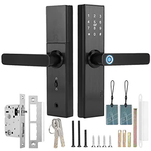 Smart Fingerprint Door Lock - Keyless Entry with Touchscreen, Password, IC Card & Mechanical Key Backup | Secure Home & Office Access Control for Enhanced Safety