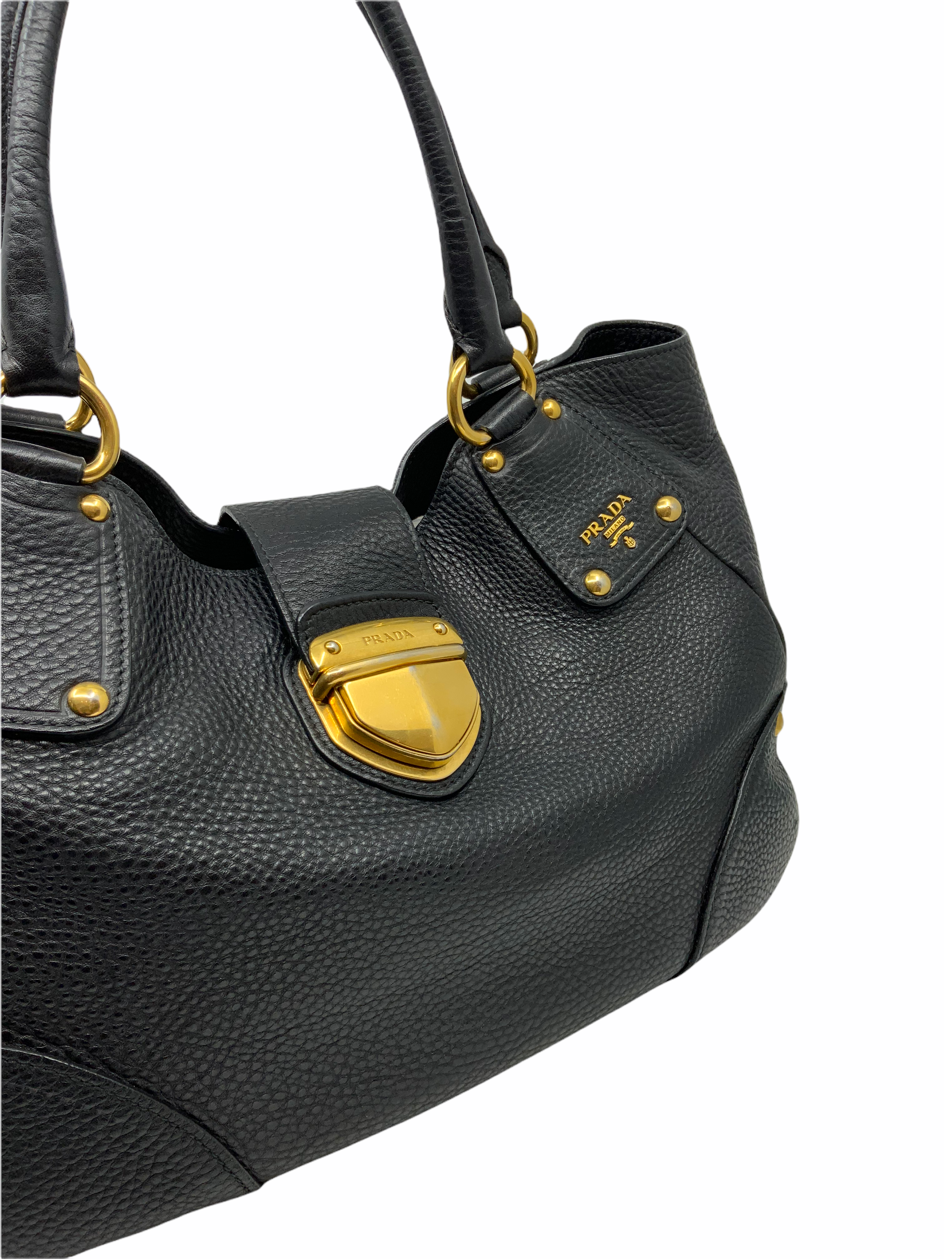 Prada Vitello Daino Leather Top Handle Tote Bag for Women | Luxury Designer Handbag for Work, Travel & Everyday Use