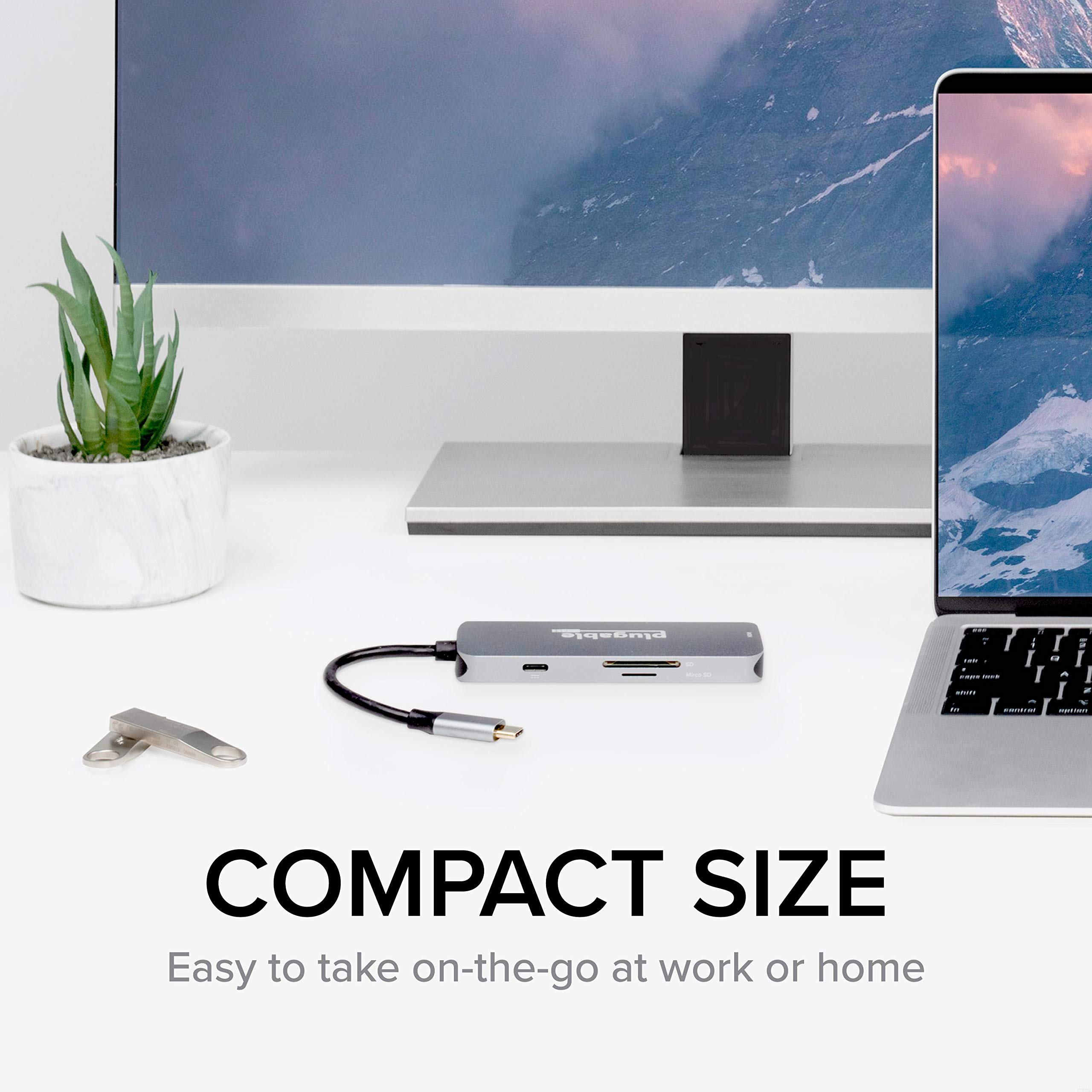 Plugable 7-in-1 USB-C Hub with 4K HDMI, 3 USB 3.0 Ports, SD/microSD Card Reader & 87W PD Charging - Compatible with MacBook, Windows, Chromebook, USB4 & Thunderbolt 4 - Perfect for Home Office, Travel & Multi-Device Connectivity