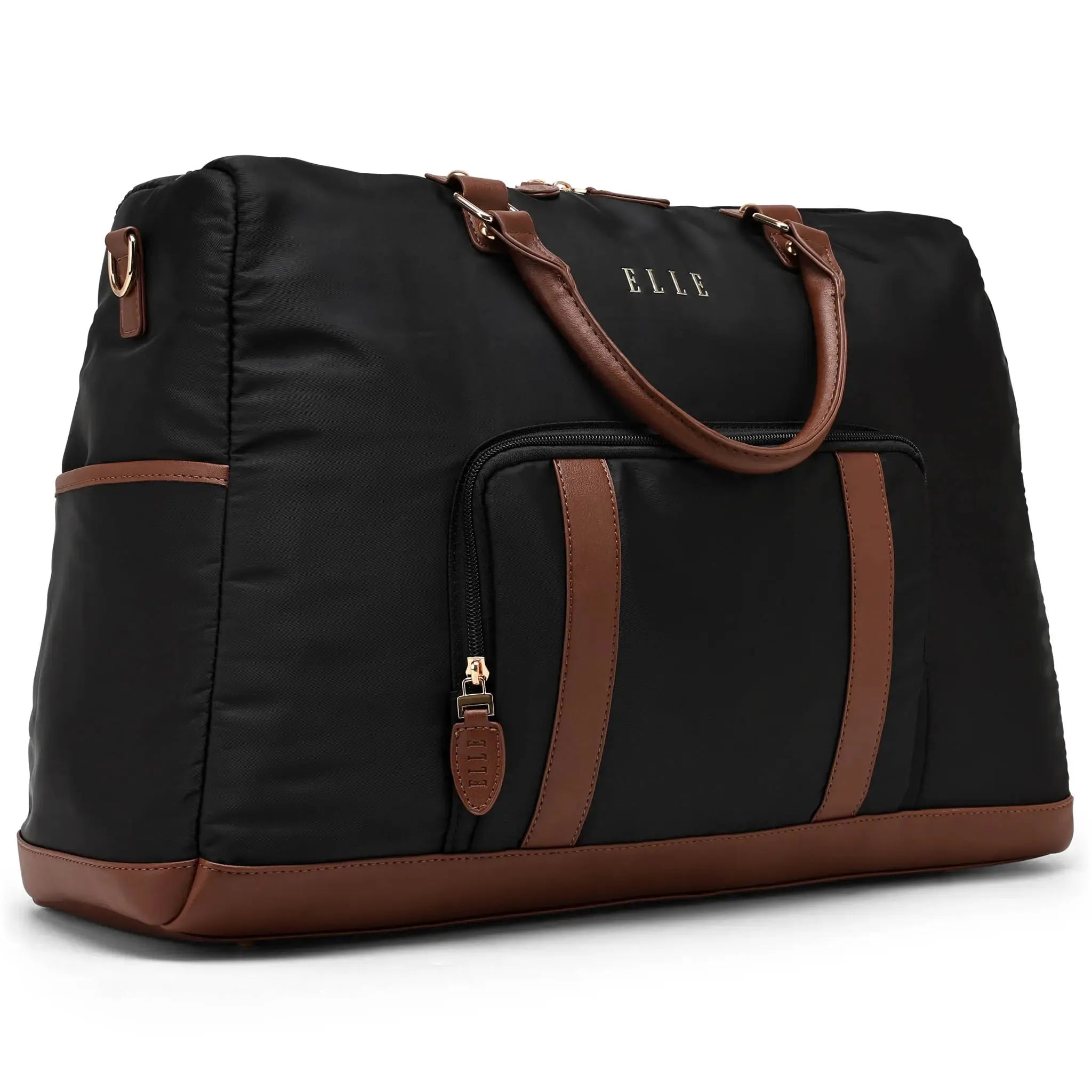 Premium 30L Twill & Vegan Leather Weekender Duffle Bag - Stylish Carry-On Travel Bag for Weekend Getaways, Gym & Business Trips