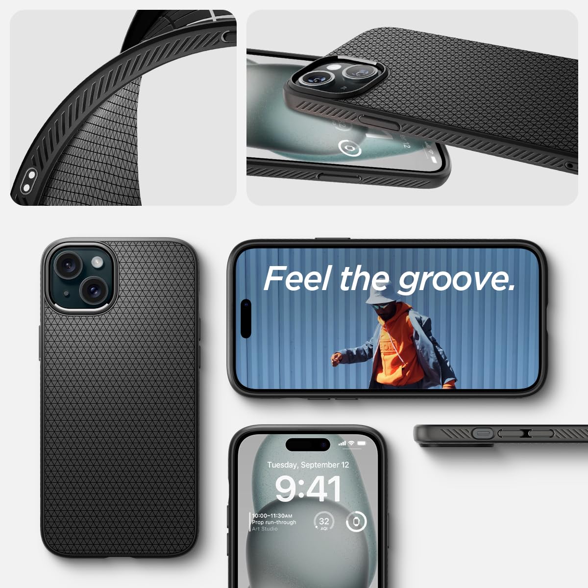 Spigen Liquid Air Case for iPhone 15 Plus - Slim Matte Black Protective Cover | Perfect for Everyday Use, Work & Travel