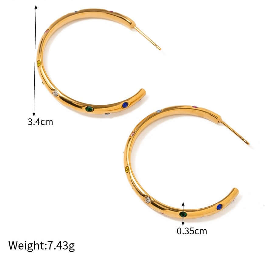 18K Gold Plated Minimalist Diamond C Hoop Earrings for Women - Elegant Dainty Jewelry Gift for Her | Perfect for Everyday Wear, Date Night & Special Occasions | JDE904