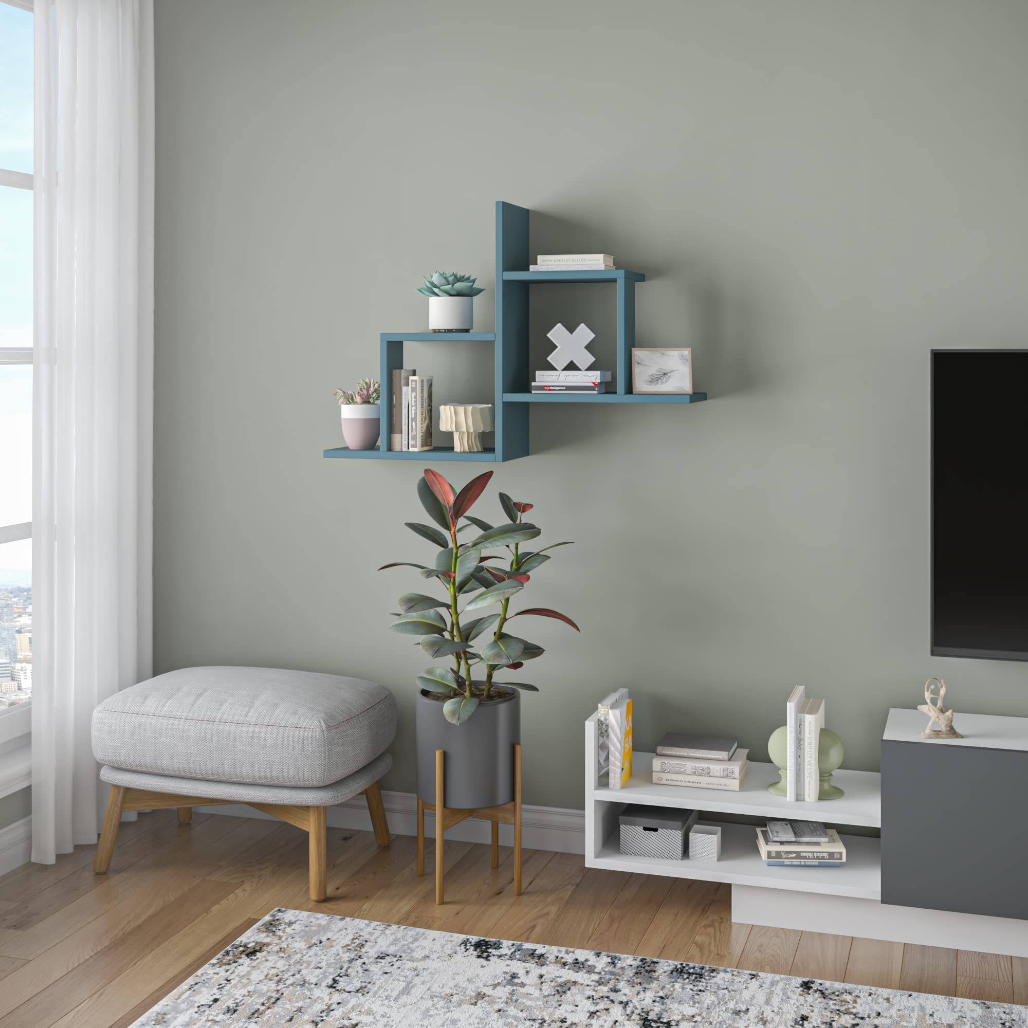 Modern Petrol Blue Wall Shelf 22.83