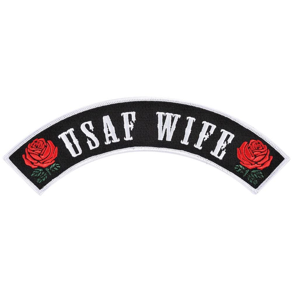 MEDALS OF AMERICA EST. 1976 USAF Wife Rose Rocker Patch - Military Spouse Apparel Accessory for Jackets, Vests & Biker Gear