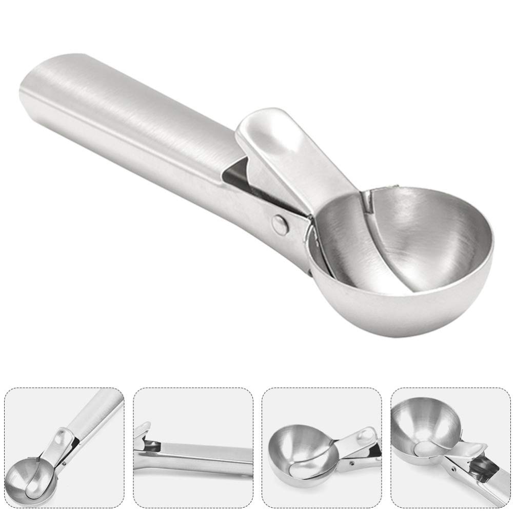 2-Pack Stainless Steel Ice Cream Scoop - Durable Fruit & Ice Ball Scooper for Home Kitchen, Dessert Serving, and Party Tableware - Perfect for Ice Cream, Sorbet, Melon Balls & Cocktail Garnishes