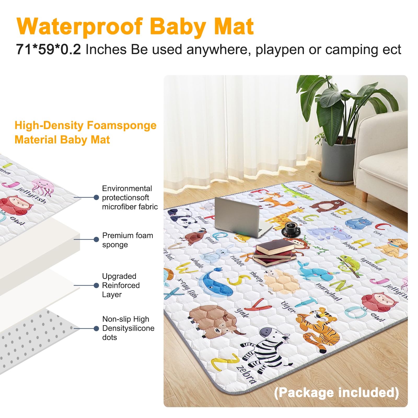 Premium Baby Playpen with Soft Mat - 71x60 Inches Extra Large Play Yard for Infants & Toddlers | Indoor & Outdoor Safety Playpen with Gate Prints | Perfect for Playtime, Nap Time & Travel