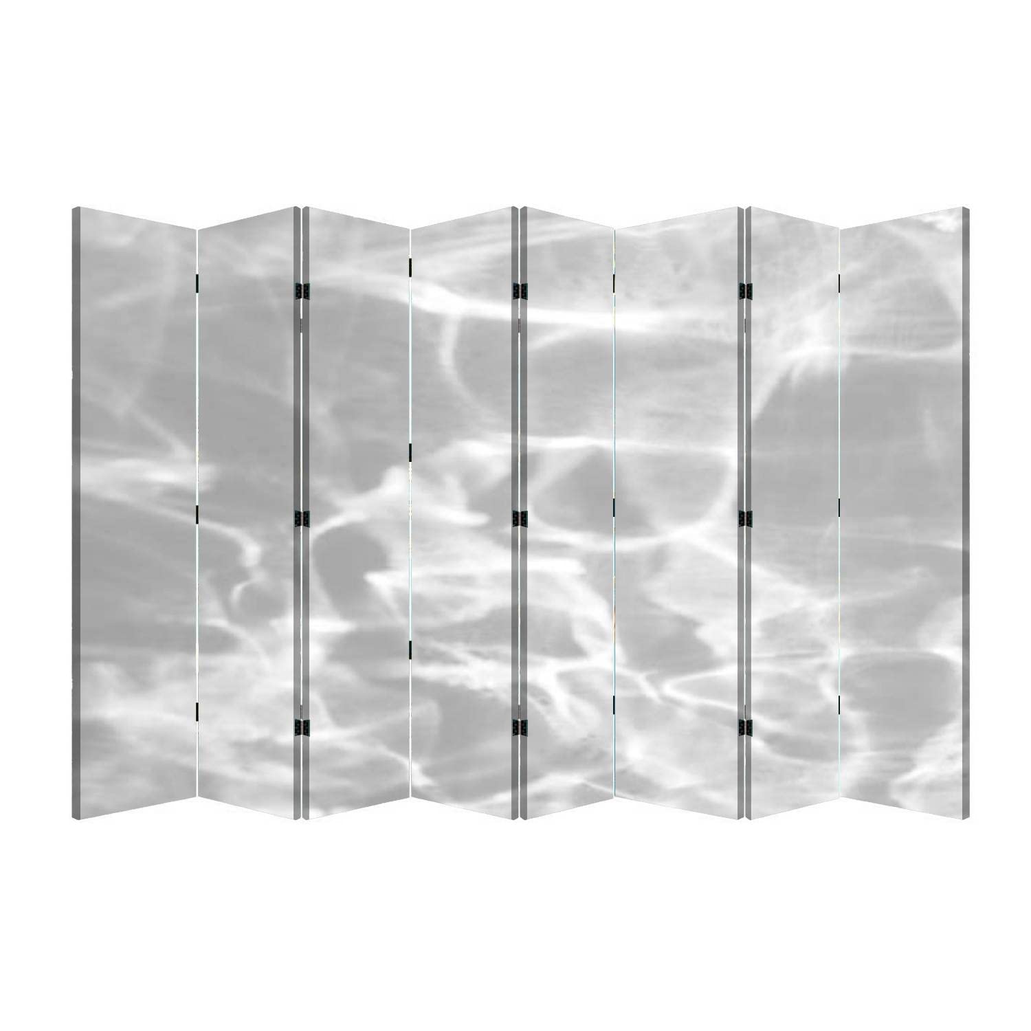 8-Panel Folding Room Divider Screen - Portable Freestanding Privacy Partition for Home Office, Bedroom & Living Room | Organic Drop Shadow Design on White Wall | Space-Saving Room Separator for Dorms, Studios & Small Apartments