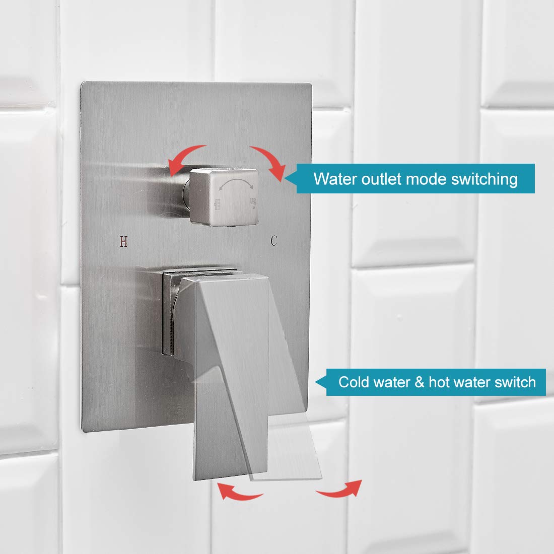 BWE 16 Inch Square Luxury Rain Shower Combo Set - Wall Mounted Rainfall Shower Head System with Brushed Nickel Faucet & Rough-in Valve - Perfect for Modern Bathroom Renovation & Spa-like Shower Experience