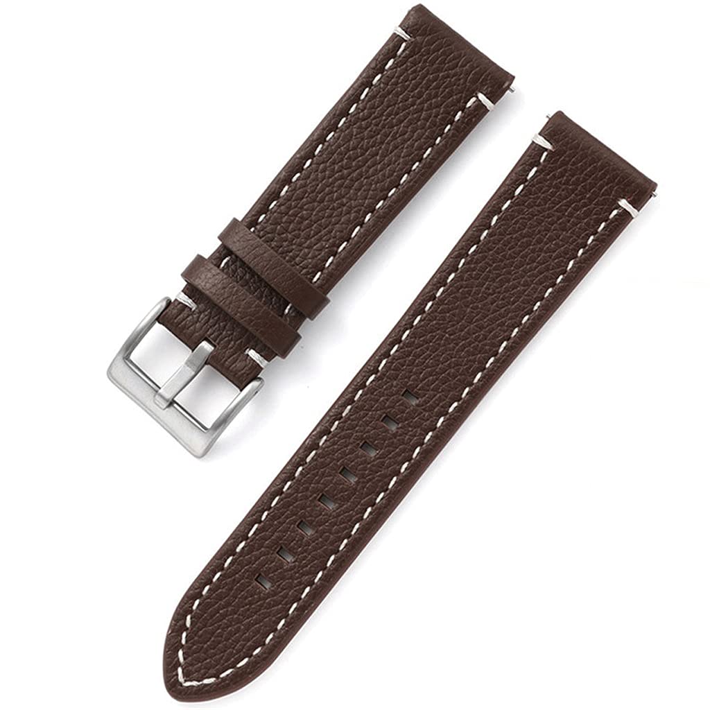 Double-Sided Leather Watch Band Strap 18mm 20mm 22mm 24mm Quick Release for Men & Women - Yellow, Red, Black, Brown (20mm) | Perfect for Casual, Business & Everyday Wear