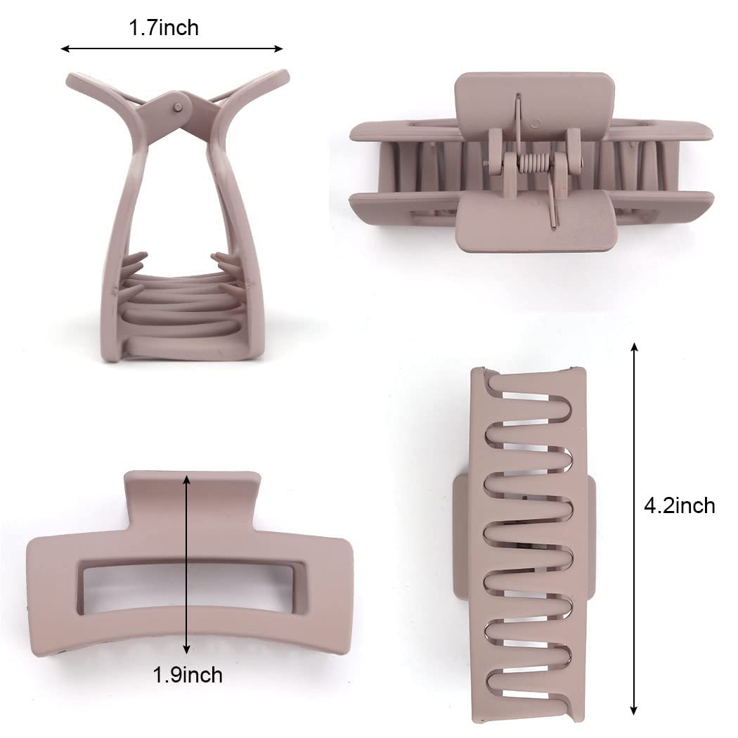 Non-Slip Acrylic Banana Hair Clips Set - 3.5 Inch Matte Rectangle Claw Clips for Women & Girls (Pack of 3) | Perfect for Thin to Thick Hair Styling, Office, School & Everyday Use
