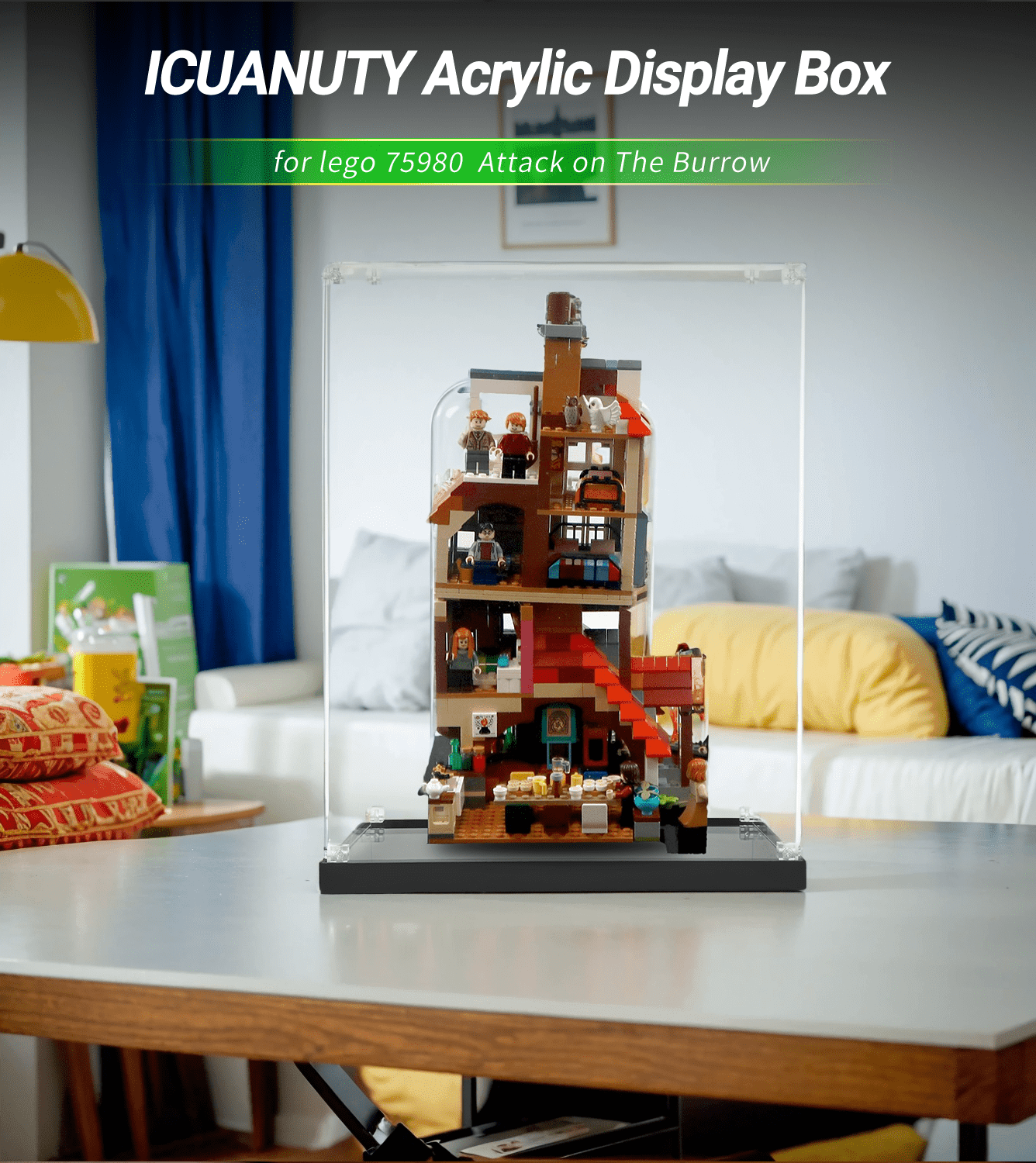 LEGO Harry Potter Attack on The Burrow 75980 Display Case - Clear Acrylic Protection for Collectible Building Set | Perfect for Showcase & Dust Protection in Home or Office