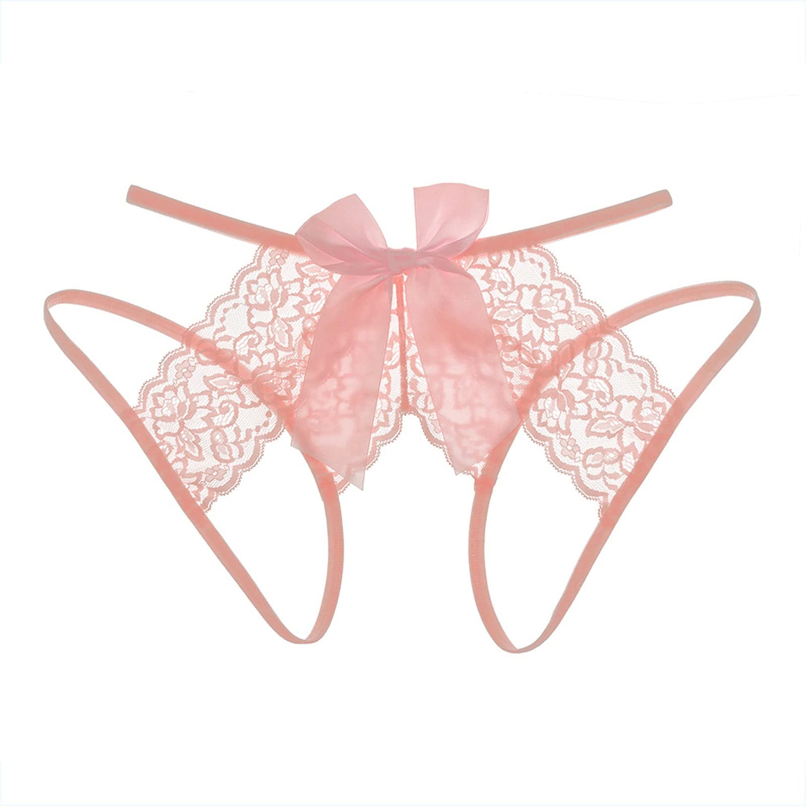 Sexy Transparent Seamless Lace Panties for Women - Low Waist Bow Cotton Underwear with Thong & High Slit Design | Perfect for Date Night, Lingerie Gift & Sensual Wear