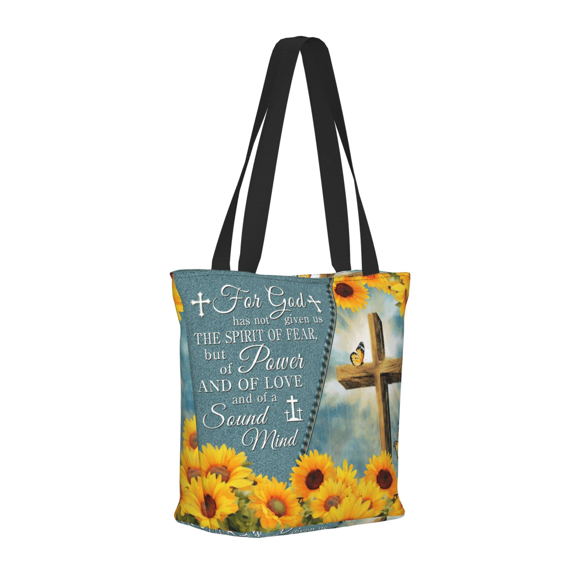 Christian Tote Bag with Bible Verse - Reusable Zippered Shopping Bag for Women - Church & Daily Use