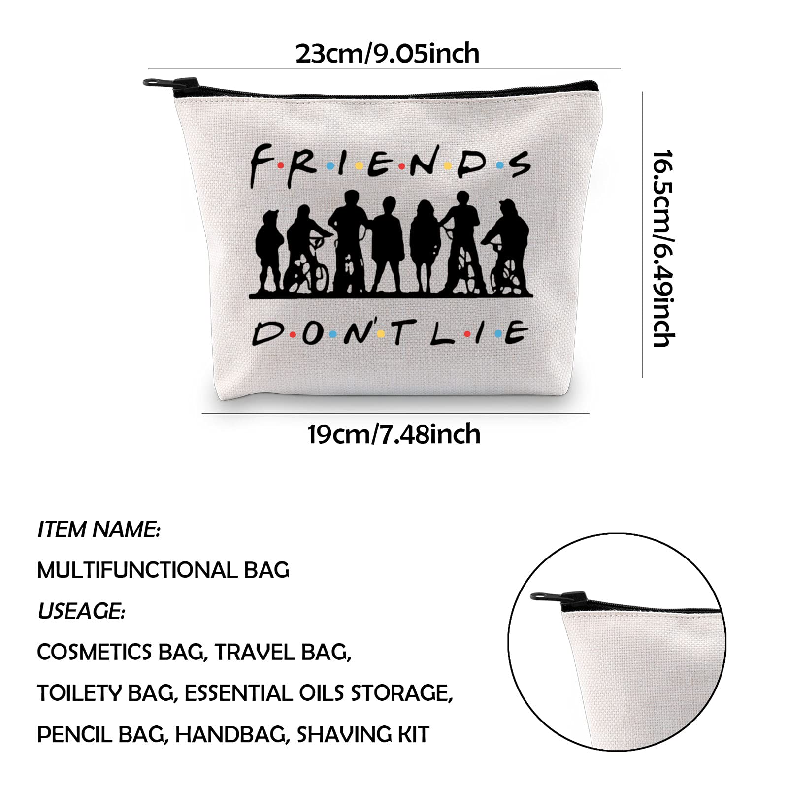 Stranger Things Hawkins Middle School Eleven Mike Dustin Friends Themed Zipper Pouch Makeup Bag - Perfect for Cosplay, School Supplies & Gift Ideas