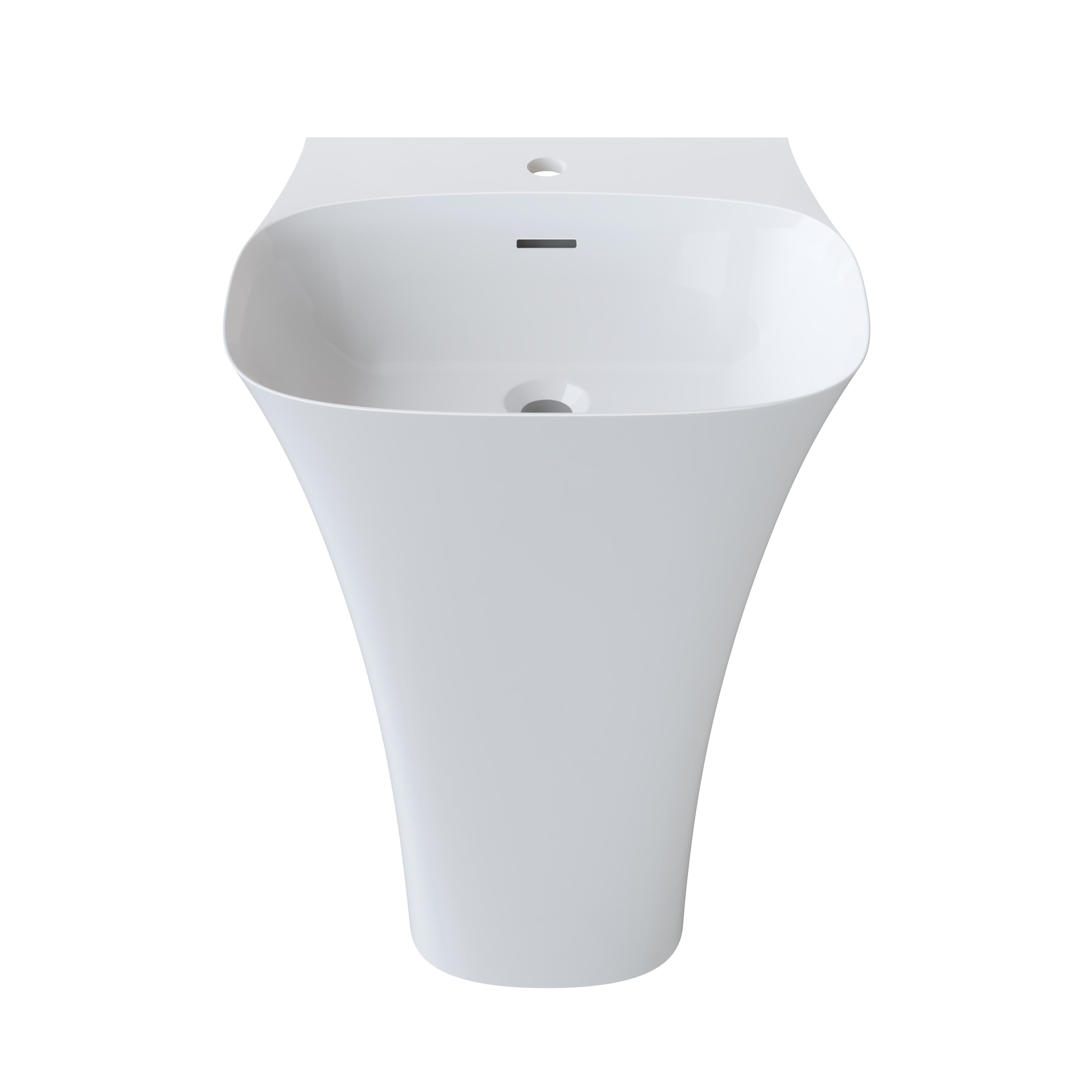 Jasper 20 Totem Sink in Glossy White - Modern Ceramic Bathroom Sink with Overflow - Perfect for Contemporary Bathrooms & Powder Rooms