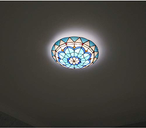 Tiffany-Style Stained Glass Ceiling Light Fixture - 16