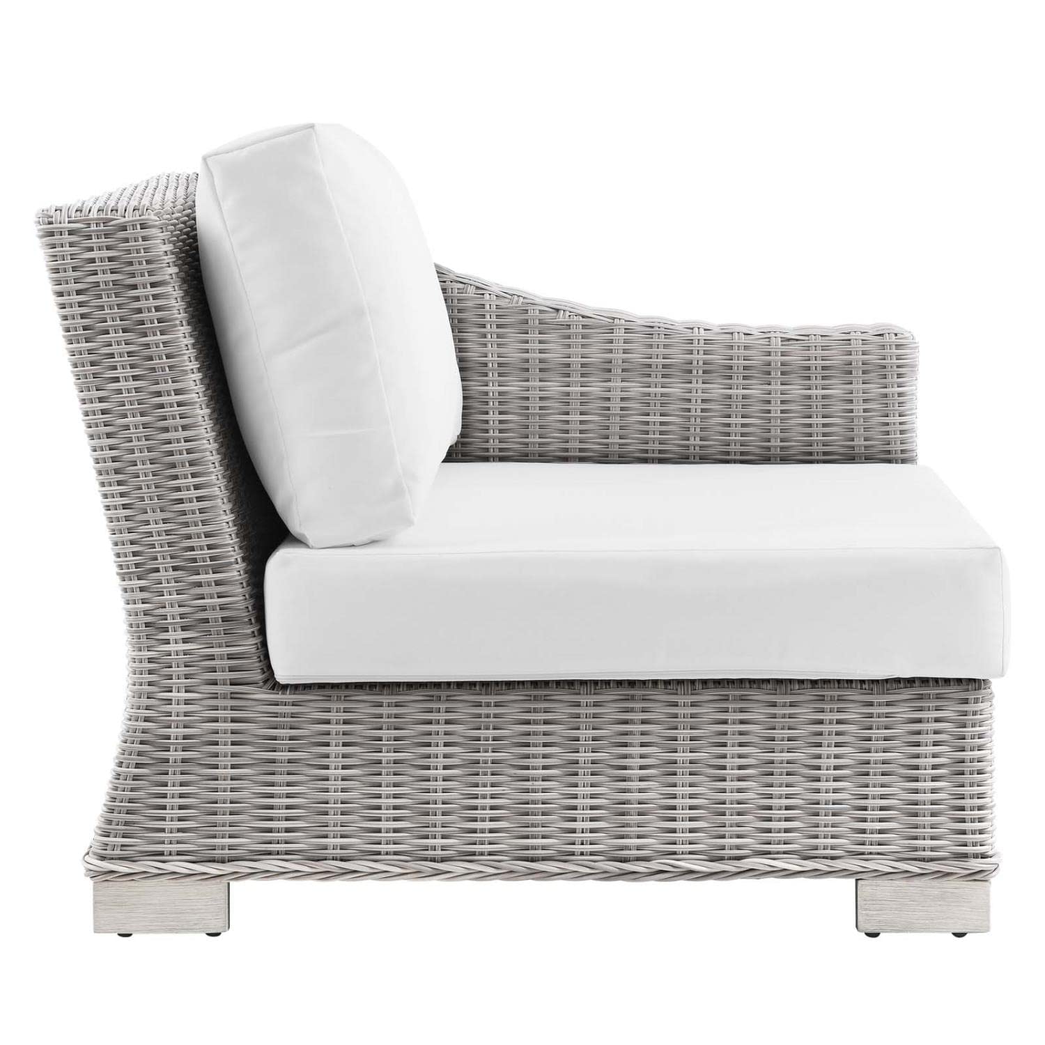 Modway Conway 6-Piece Outdoor Patio Sectional Sofa Set - Light Gray White Wicker Rattan Furniture for Garden, Poolside & Backyard Relaxation
