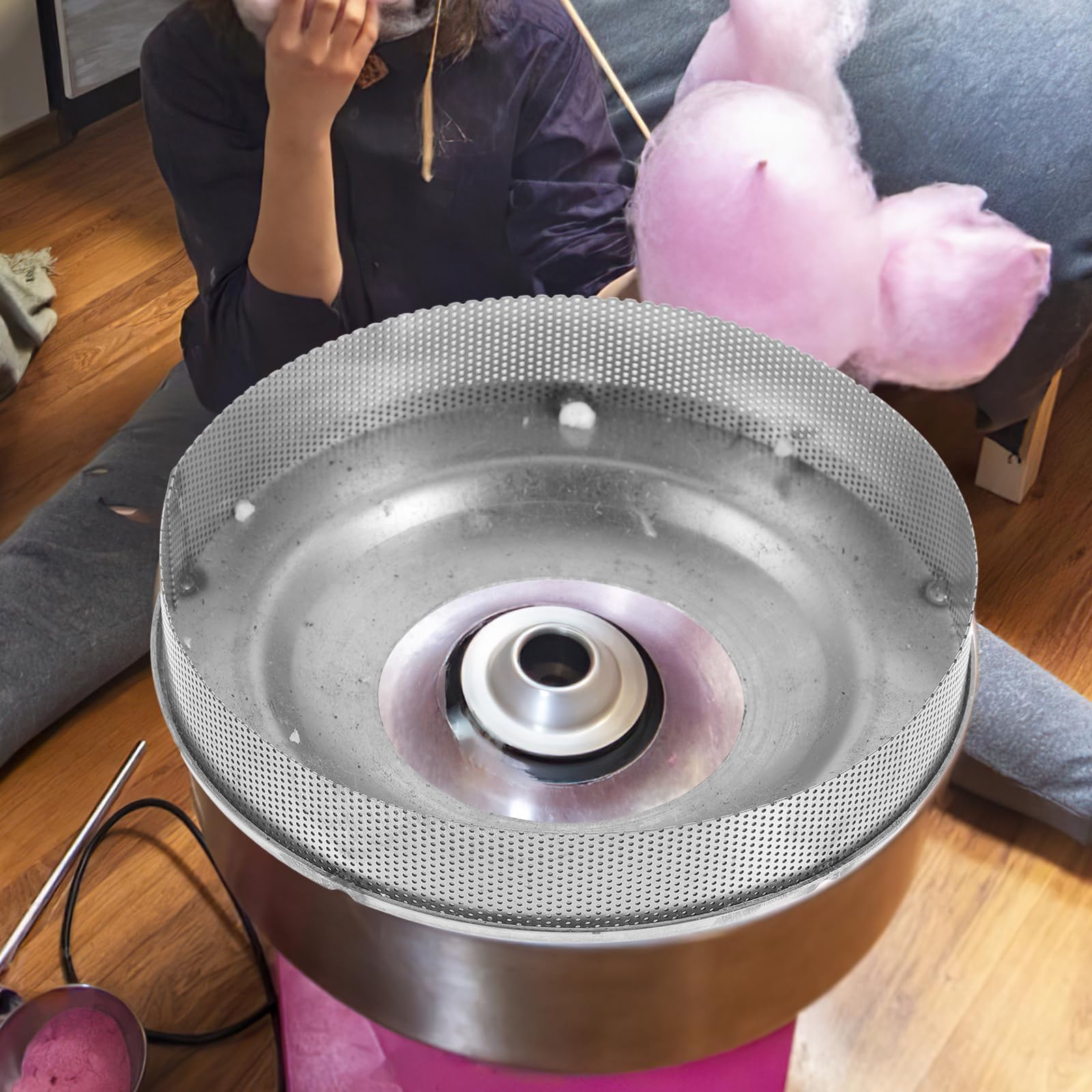 ABOOFAN Stainless Steel Cotton Candy Machine Cover - Sugar Dispenser Bowl Mesh Cover for Candy Floss Maker, Replacement Spare Parts for Cotton Candy Maker - Perfect for Home Parties, Carnival Events, and Fairground Snack Stalls