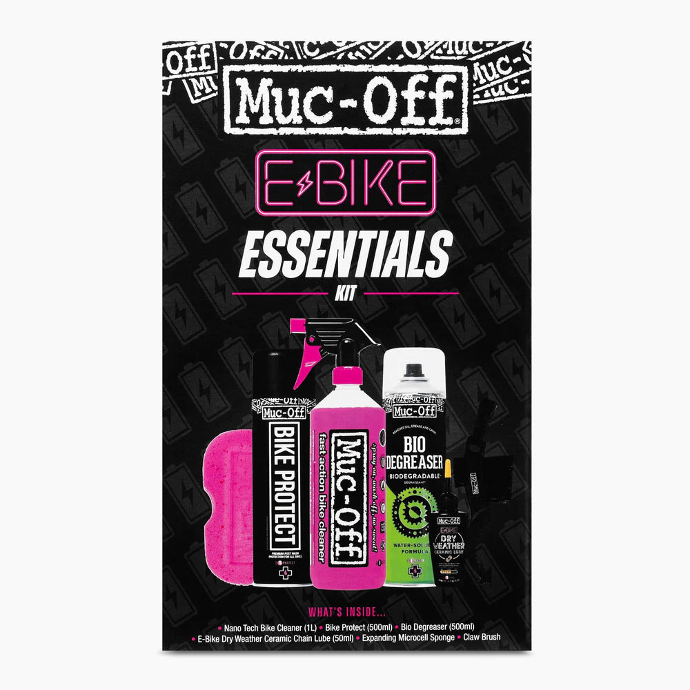 Muc Off Ebike Essentials Kit - Complete Bike Cleaning & Maintenance Set for Electric Bicycles - Perfect for Regular Cleaning, Lubrication, and Protection of E-Bike Components