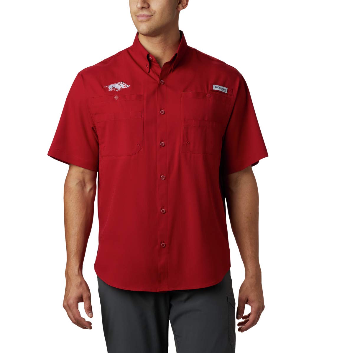 Columbia Men's Big & Tall Collegiate Tamiami Short Sleeve Button-Down Shirt - Casual Wear for Outdoor Activities & Summer Travel