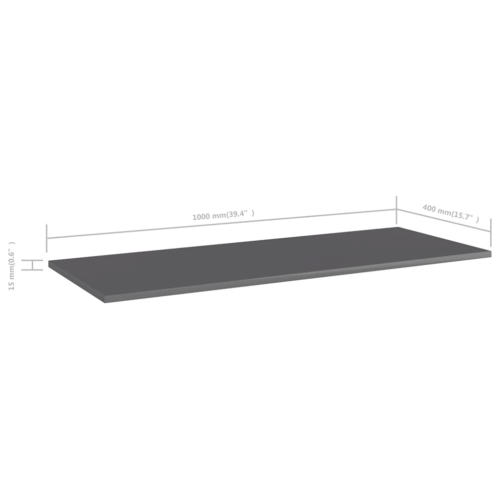 High Gloss Gray Bookshelf Replacement Panels - 4 Pack Chipboard Shelves 39.4