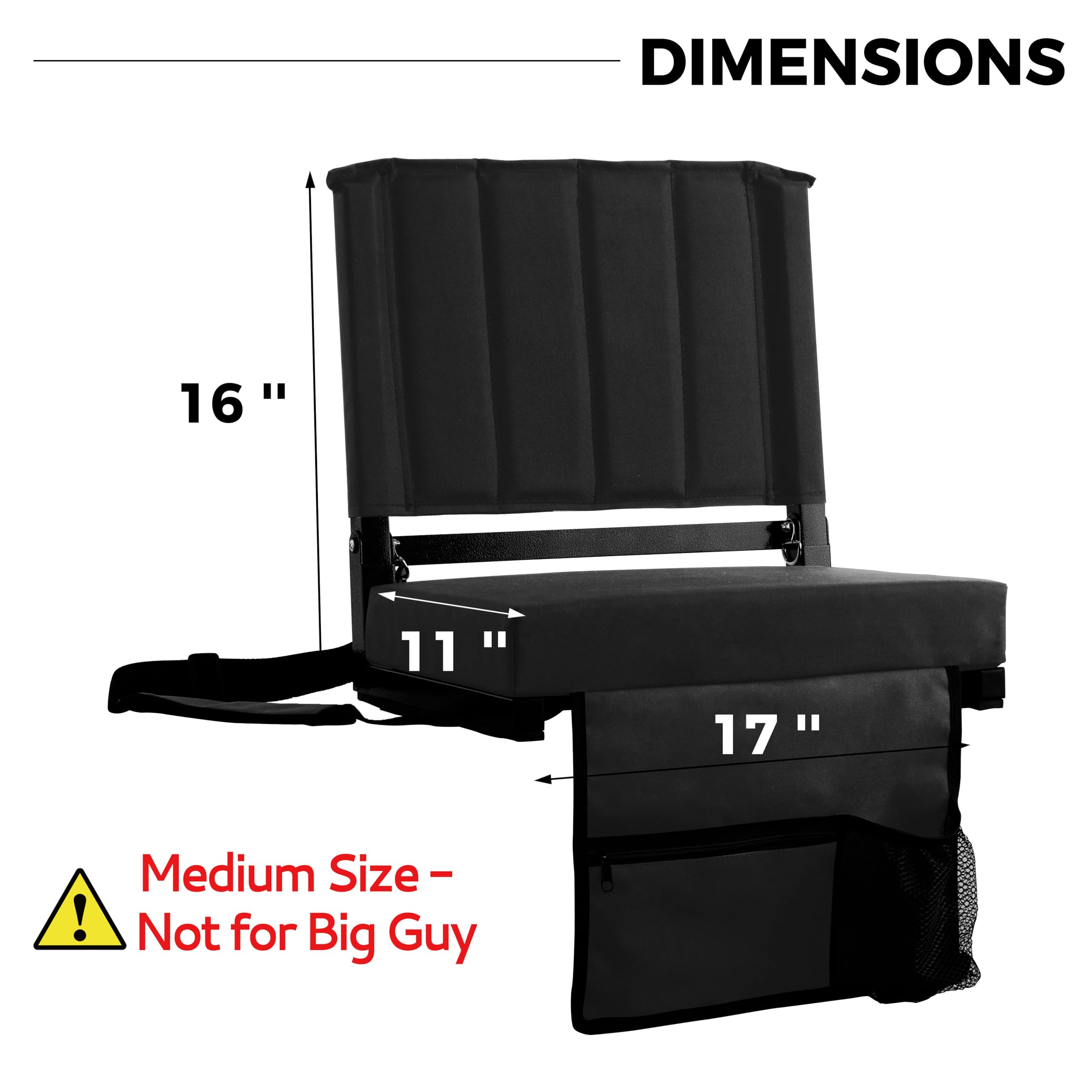 SPORT BEATS Stadium Seats with Back Support - Portable Bleacher Chairs with Thick Padded Cushion & Shoulder Strap - Comfortable Folding Seat for Outdoor Sports, Concerts, Picnics & Camping
