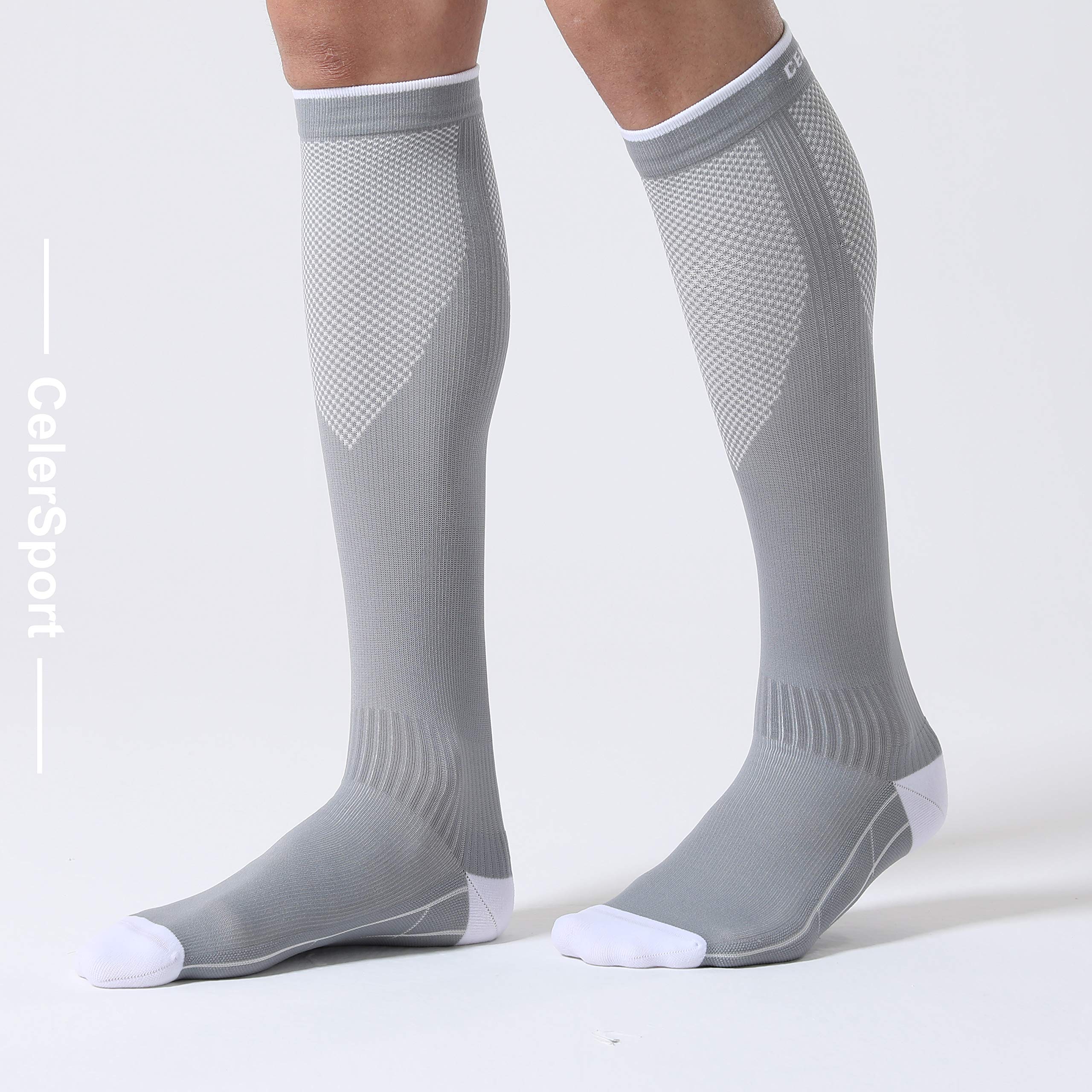 CelerSport 3 Pairs Compression Socks for Men & Women 20-30 mmHg - Running, Hiking & Travel Support Socks - Improve Circulation & Reduce Fatigue for Athletes & Nurses
