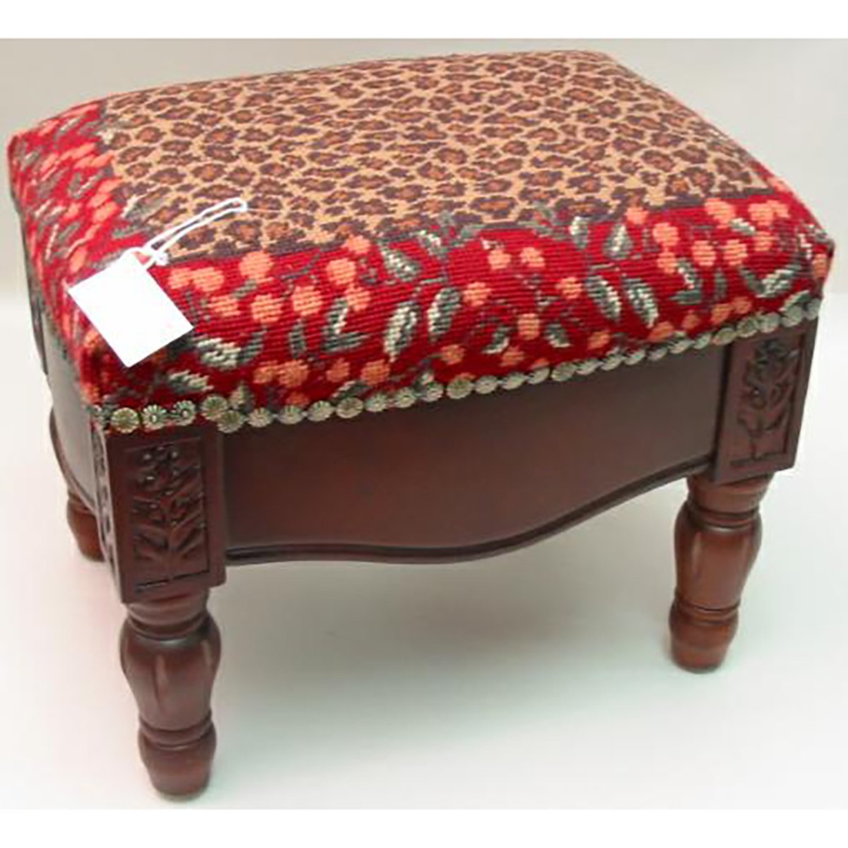 C&F Home Savannah Red Foot Stool - Soft & Comfortable Ottoman for Living Room, Bedroom, or Office - Perfect for Relaxing, Reading, or Extra Seating