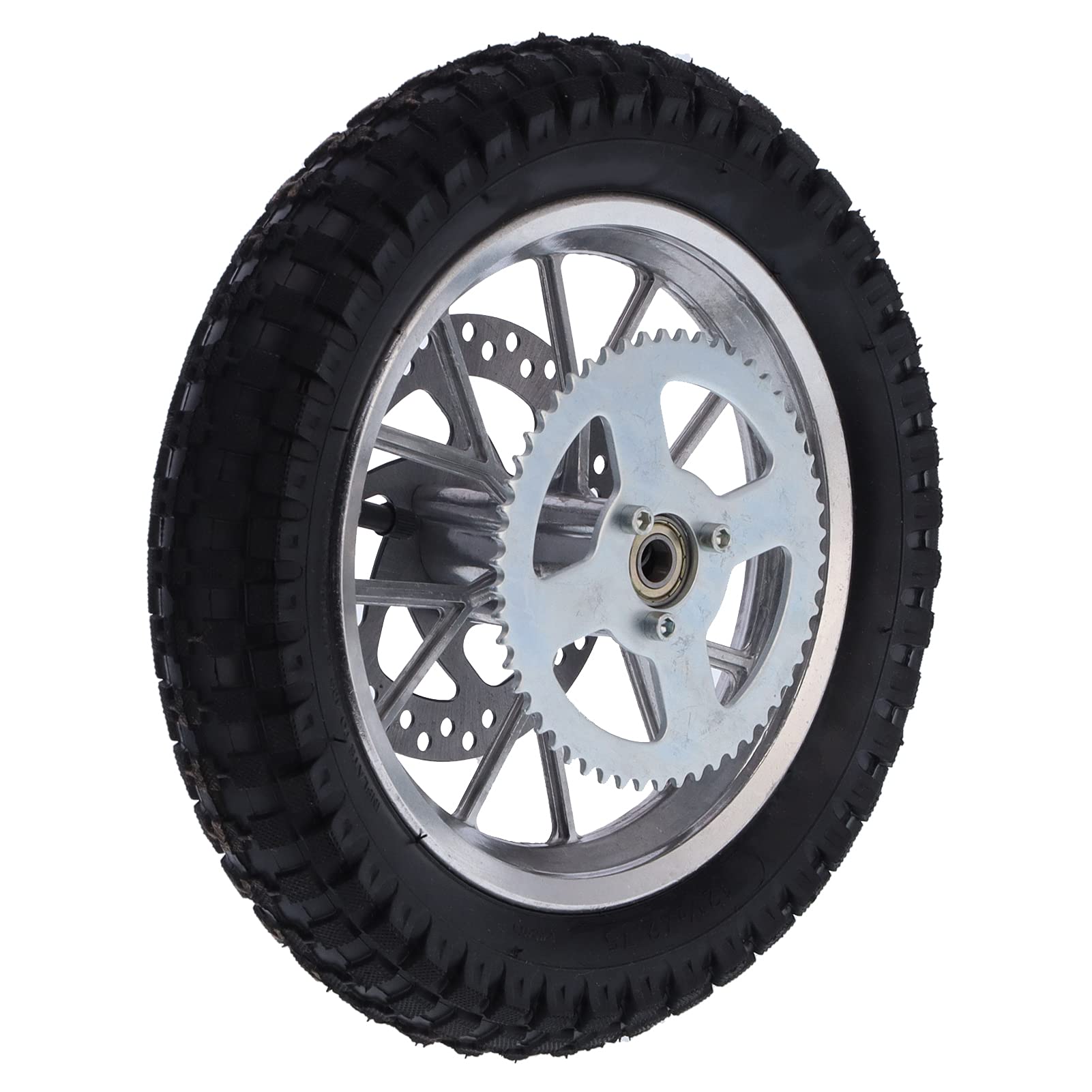 3.00-12 Dirt Bike Tire and Rim Set - 12.5x2.75 Inch Mini Bike Rear Wheel with Anti-Skid Rubber Tire & Steel Alloy Rim for 2 Stroke Dirt Bikes - Perfect for Off-Road Trails, Motocross Racing and Backyard Riding