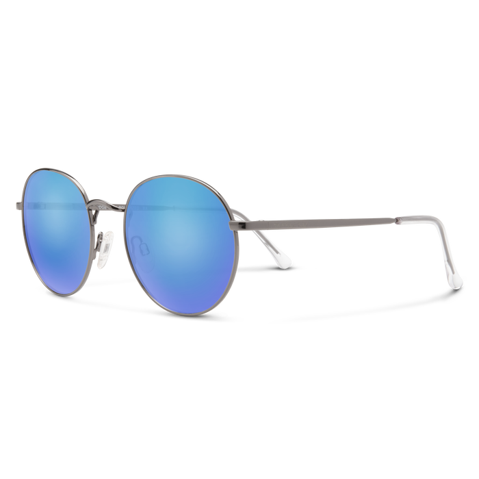 Bridge City Sunglasses - Gunmetal Frame with Polarized Blue Mirror Lenses for Men & Women - UV Protection, Fashion Eyewear for Driving, Beach, and Outdoor Activities