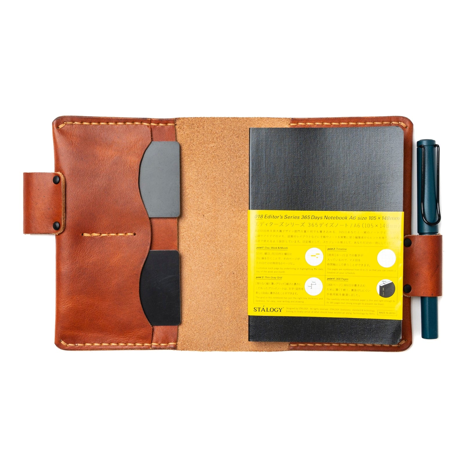 Premium Leather Stalogy 365 Days A6 Notebook Cover - Durable Vegan Leather Journal Cover for Daily Planning, Bullet Journaling & Note Taking - Perfect for Work, School & Travel Organization