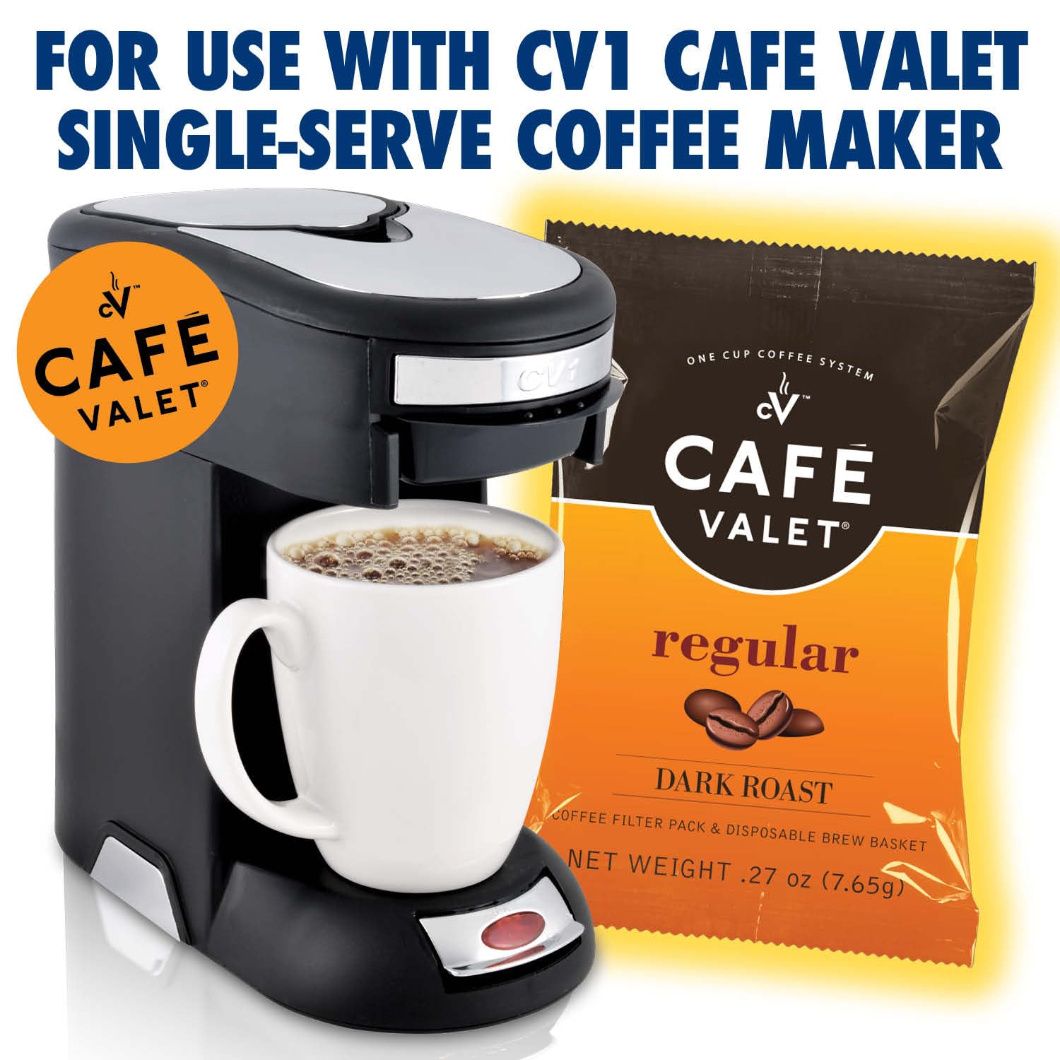 Dark Roast Single Serve Coffee Packets - 84 Count for Café Valet Makers | Home & Office Use