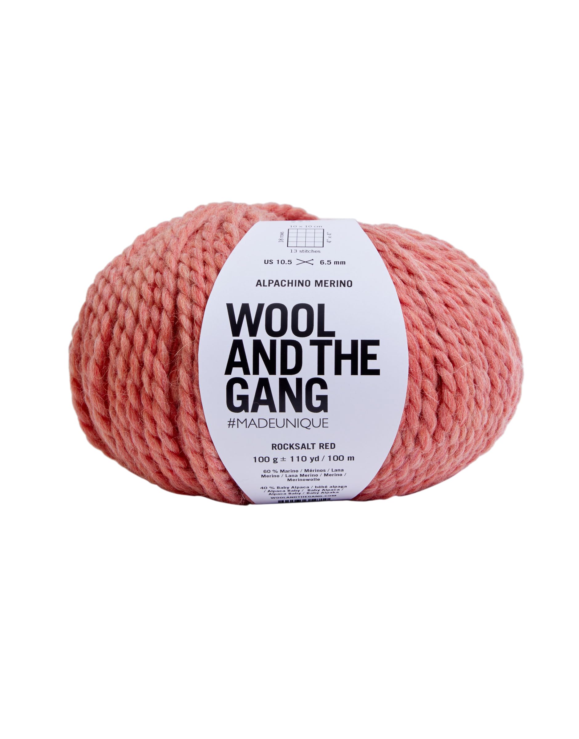 Wool & The Gang Alpachino Merino Yarn - Soft & Luxurious Rocksalt Red Wool for Knitting & Crocheting - Perfect for Scarves, Sweaters & DIY Craft Projects