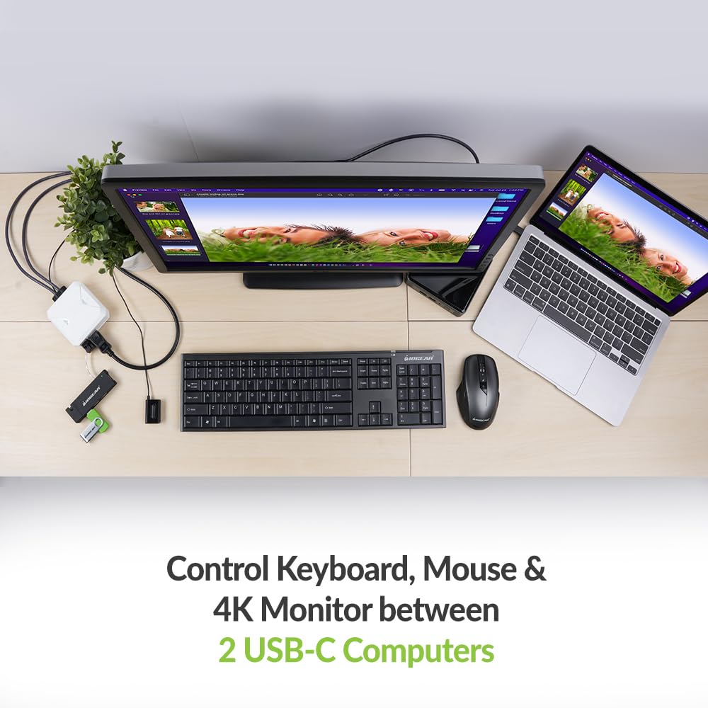 IOGEAR 2-Port 4K USB-C KVM Switch with DisplayPort Output - GCS72CC | Dual Monitor Control for Home & Office | Seamless PC Switching Solution