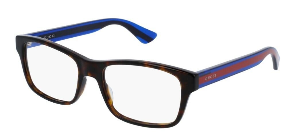 Gucci GG 0006ON 007 Havana Red/Blue Square Unisex Eyeglasses - Stylish Designer Glasses for Men & Women - Perfect for Fashion, Work & Everyday Wear