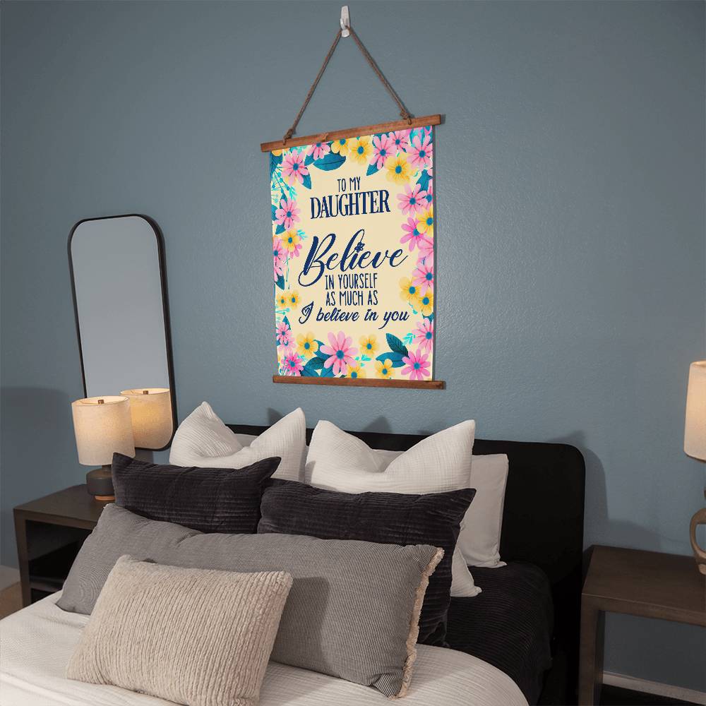Believe in Yourself Wall Tapestry - Inspirational Gift from Mom to Daughter for Bedroom Decor, Dorm Room, or Nursery | Motivational Home Art for Girls & Women