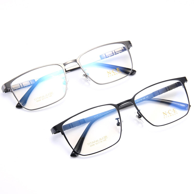 Bclear Men's Full Rim Square Titanium Eyeglasses Frame My5008 - Lightweight Durable Glasses for Work, Reading & Fashion