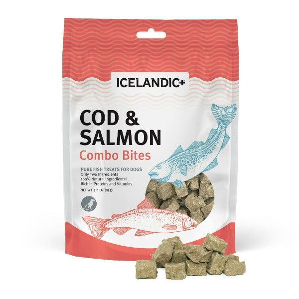 Premium Icelandic Cod & Salmon Combo Bites - All-Natural, Grain-Free Dog Treats for Training & Rewards - Healthy Snacks for Small, Medium & Large Dogs - Perfect for Outdoor Adventures & Indoor Playtime