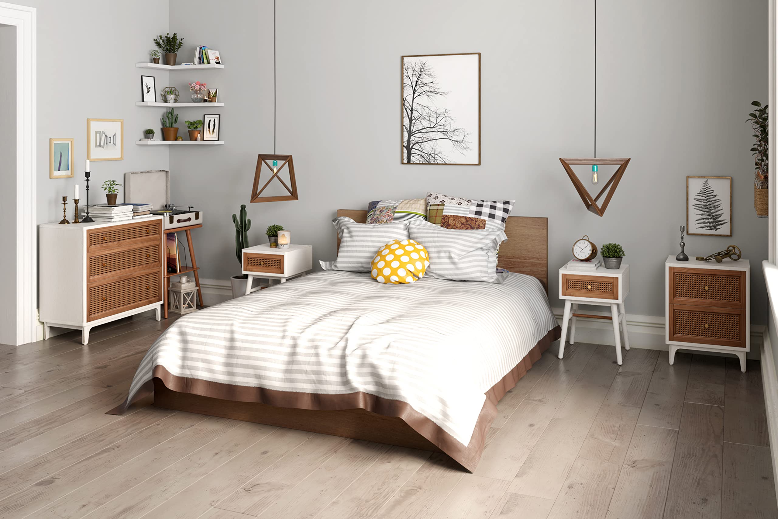 Fully-Assembled Modern Farmhouse Nightstand with Drawer - Distressed White End Table for Bedroom & Living Room | Rustic Home Decor Accent Furniture