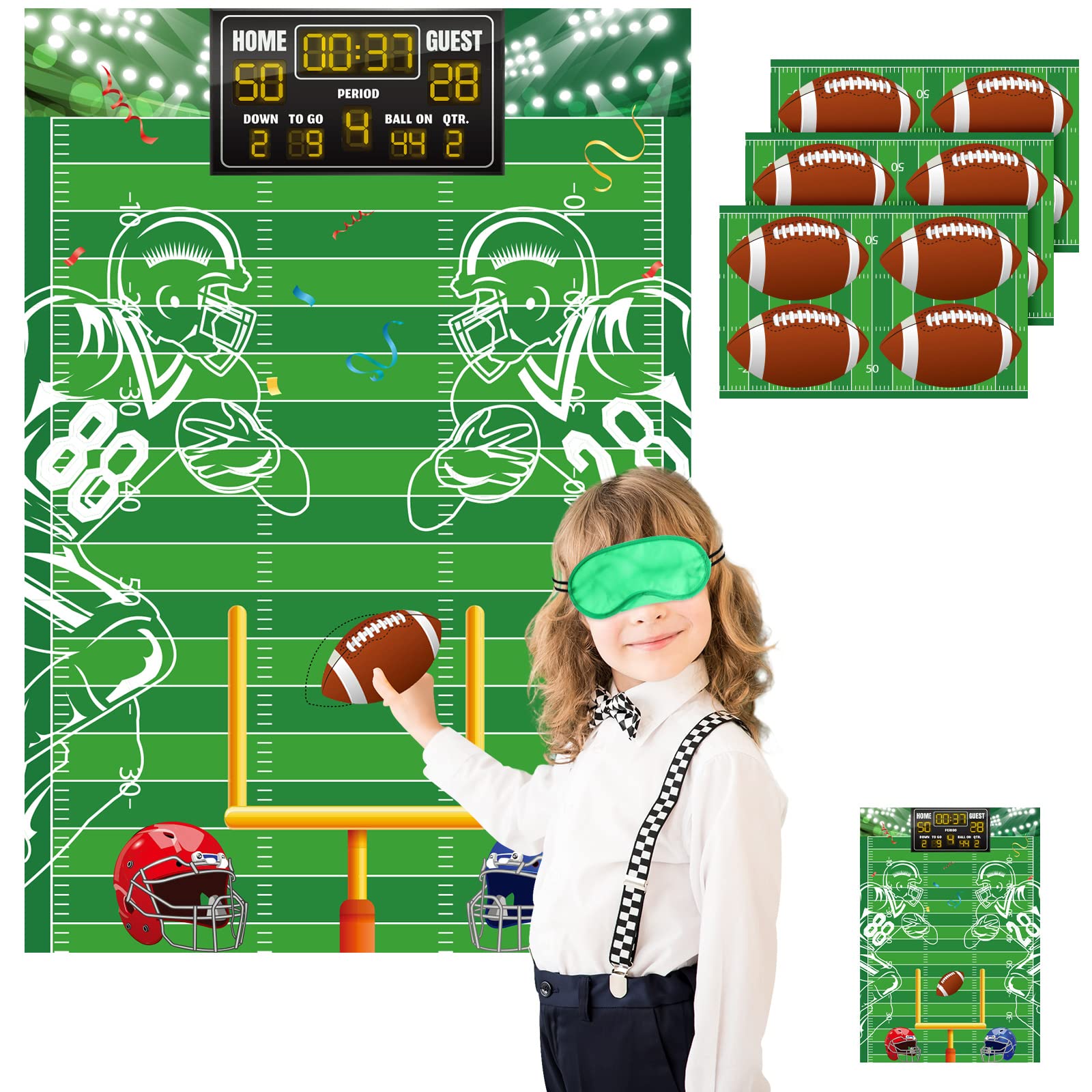 48 Pcs Football Party Stickers - Pin The Football Game for Kids Birthday Party Decorations & Activities - Large Goalpost Pin Game - Perfect for Sports Themed Parties, School Events & Family Game Nights