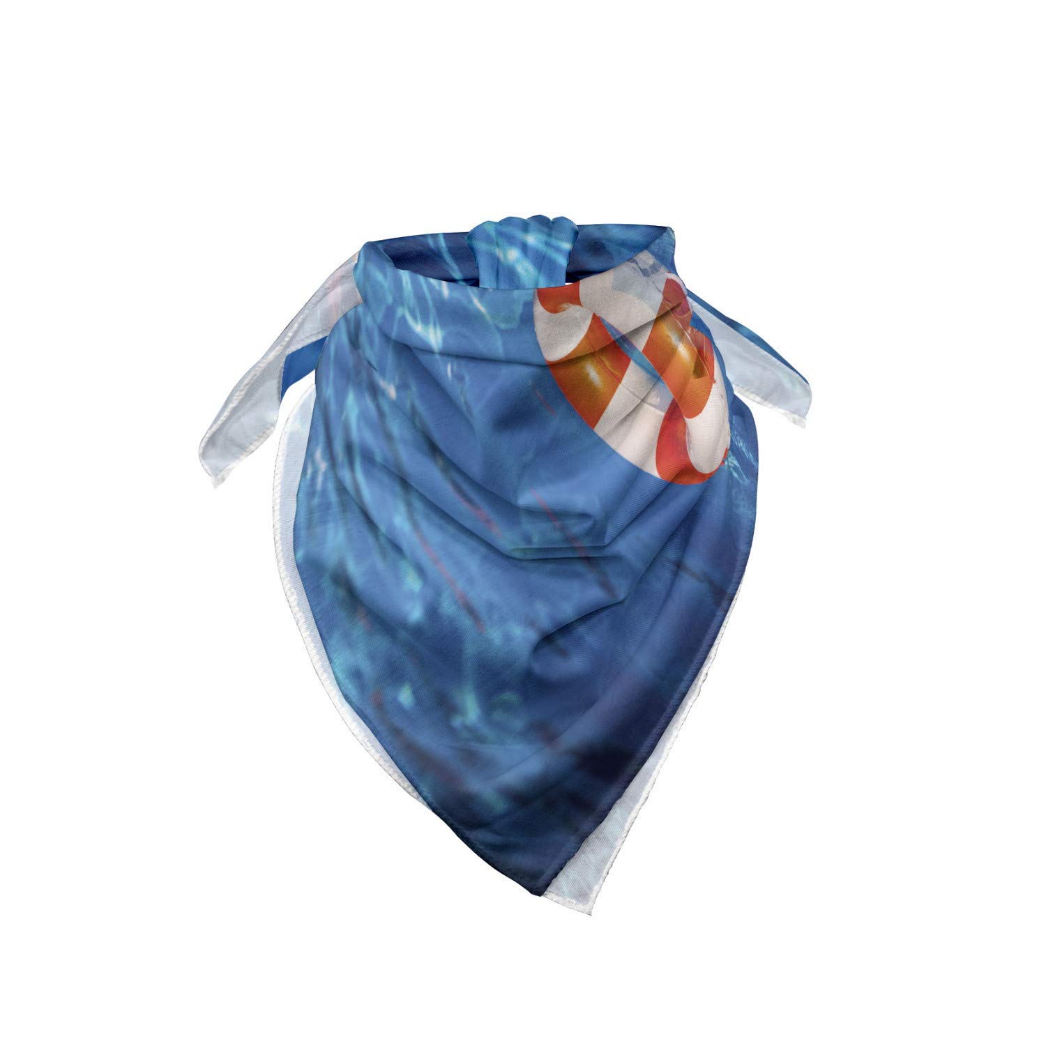 Ambesonne Summer Unisex Bandana - Blue Orange White Geometric Print Swim Bandana for Pool, Beach & Outdoor Activities | Lightweight, Breathable & Quick-Drying