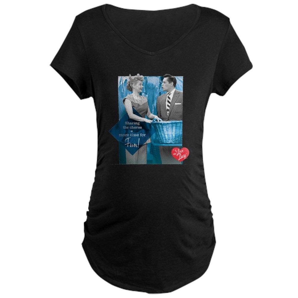 I Love Lucy Chores Maternity Dark T-Shirt | Funny Pregnancy Tee for Moms | Comfortable Cotton Maternity Top for Casual Wear & Baby Showers