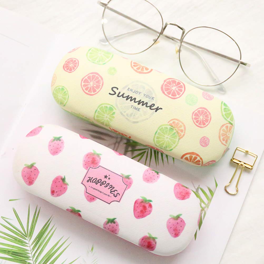ARTIBETTER Hard Clamshell Glasses Case - Cute Printed Eyewear Storage for Sunglasses & Reading Glasses - Strawberry Design - Perfect for Travel, Home, and Office Organization