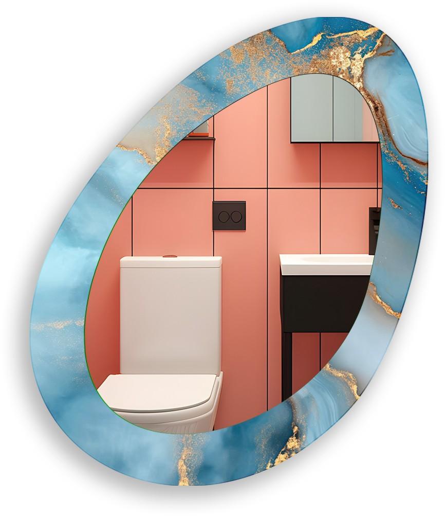 Blue Abstract Wall Mirror - Large Modern Decorative Mirror for Living Room, Bedroom & Entryway Decor