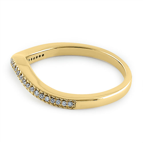 14K Yellow Gold V-Shaped Diamond Ring - 0.10 ct. Solitaire Engagement Ring for Women, Wedding Band, Anniversary Gift for Her