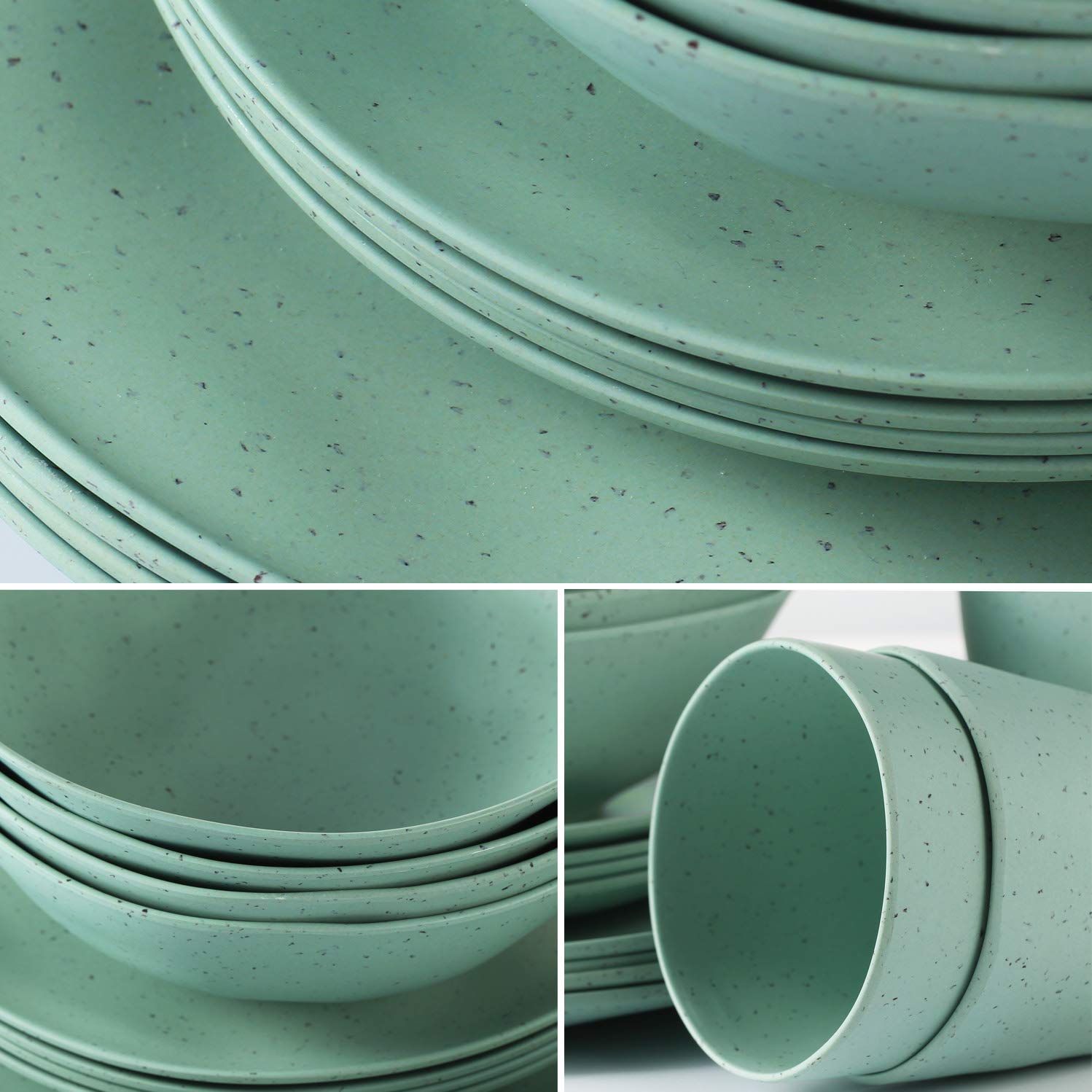 Morgiana 8-Piece Bamboo Dinnerware Set - Sage Green Reusable Plates, Bowls & Cups for 2 People | Eco-Friendly Camping Dishes | Perfect for Outdoor Picnics, RV Trips & Sustainable Home Dining