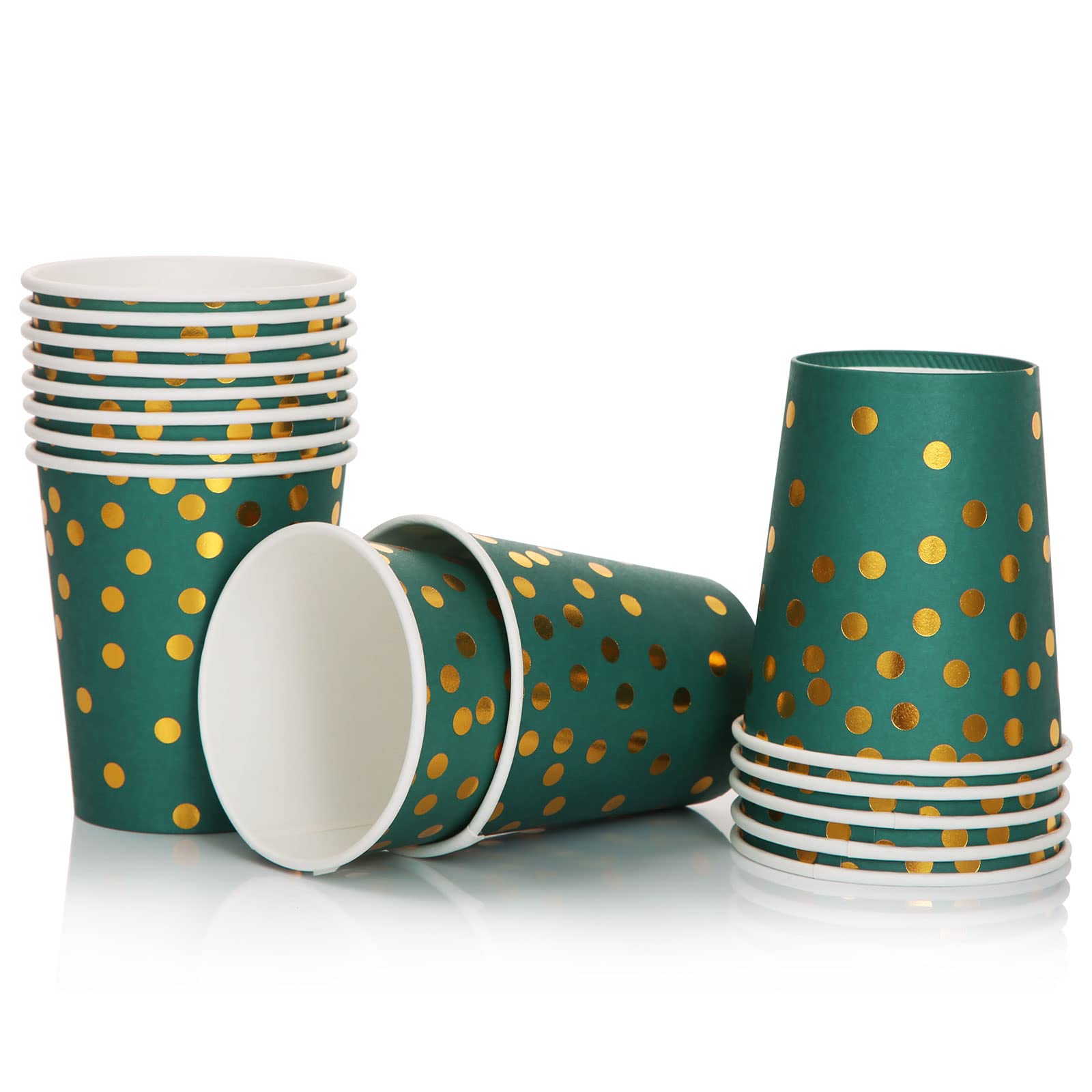 200Pcs Emerald Green & Gold Party Plates and Napkins Set - Elegant Birthday, Father's Day, Graduation Party Supplies for Weddings, Baby Showers & Holiday Celebrations