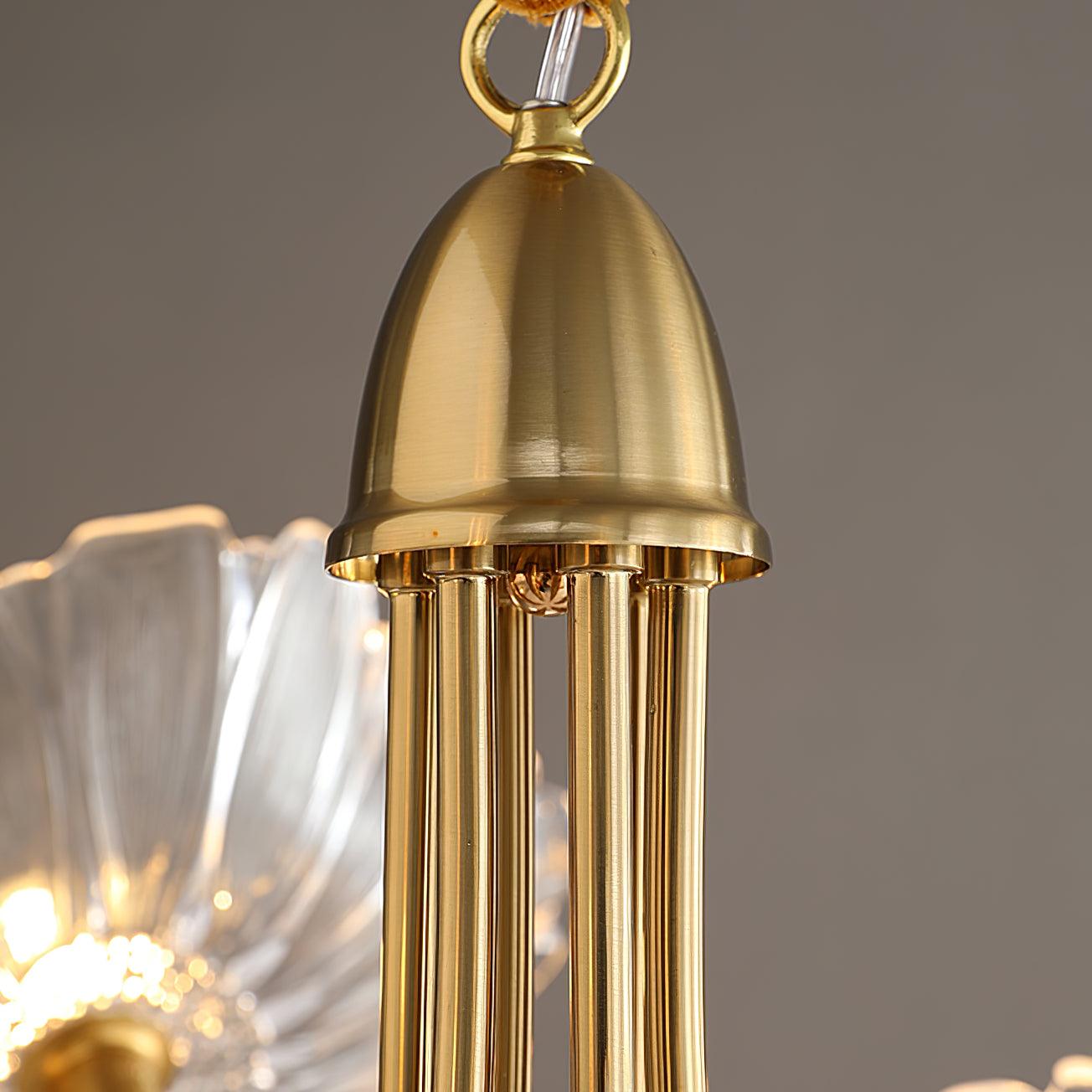 Elegant Lotus Leaf Glass Chandelier - Modern Crystal Ceiling Light Fixture for Dining Room, Living Room & Bedroom Decor