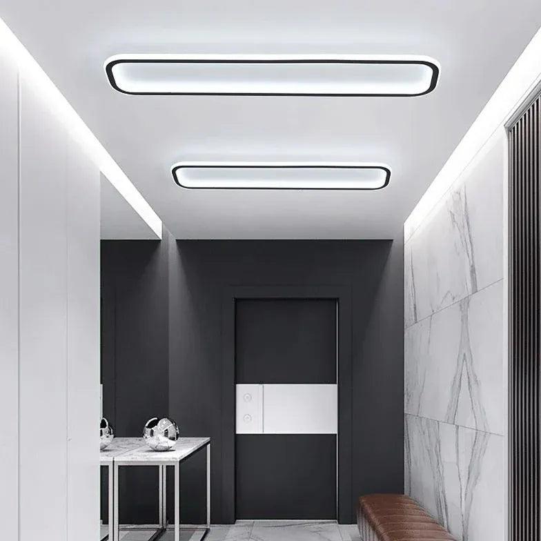 Modern Black Flush Mount Ceiling Light with Rounded Corners - Perfect for Bedroom, Living Room, and Hallway Lighting